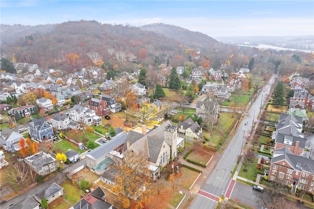 aerial view with a mountain view