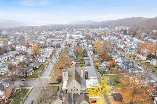 birds eye view of property featuring a mountain view