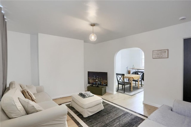 living room featuring light wood-type flooring