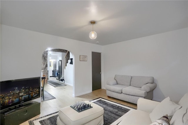 living room featuring light hardwood / wood-style flooring