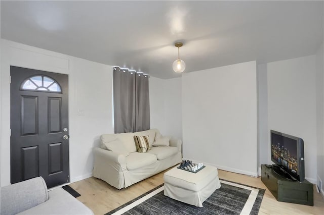 1402 Bingham St, South Side, PA 15203 - living area with wood finished floors and baseboards