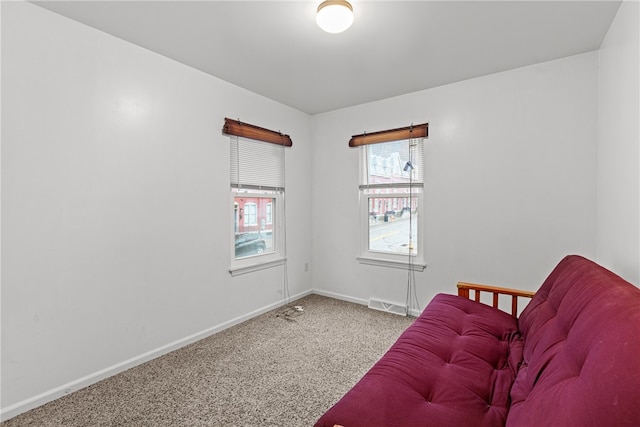 living area with carpet