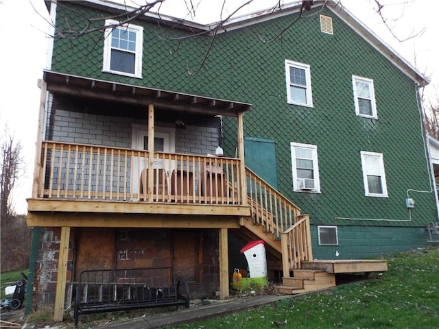 204 Tower Rd, Luzerne Twp, PA 15428 - rear view of property featuring stairway, a deck, and cooling unit