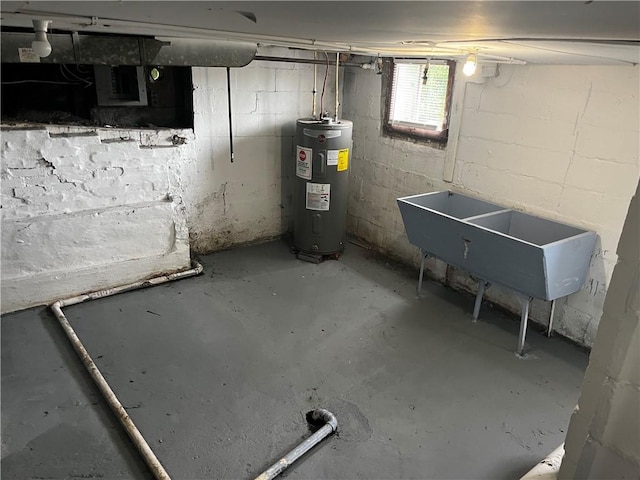 431 Euclid Ave, Glassport, PA 15045 - basement featuring electric water heater and a sink