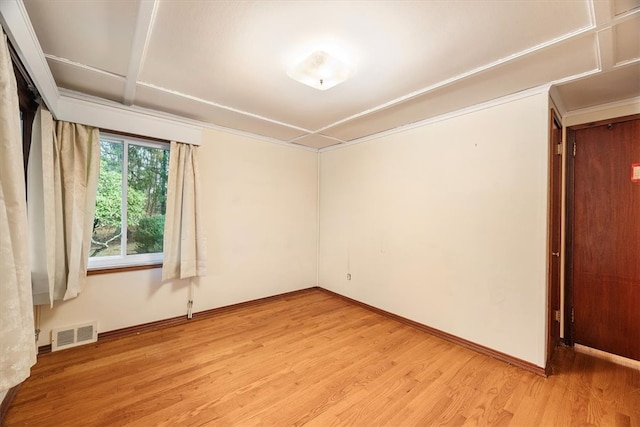 unfurnished room with light hardwood / wood-style floors