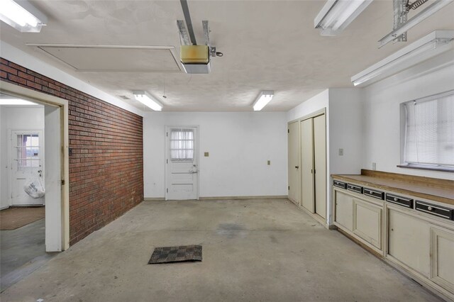 garage with a garage door opener