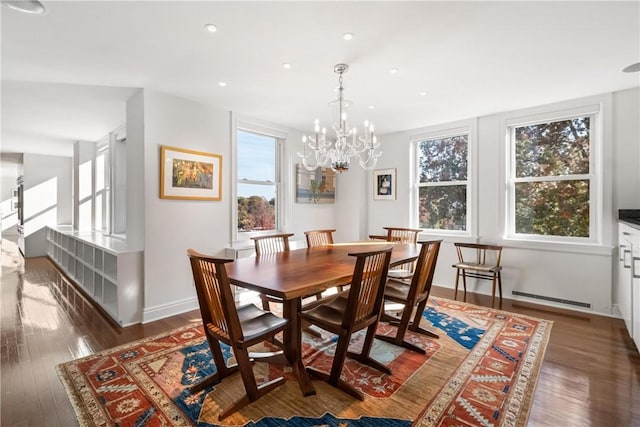 5023 Frew Unit 6Bc, Squirrel Hill, PA 15213 - dining space with a chandelier, wood finished floors, baseboards, and recessed lighting