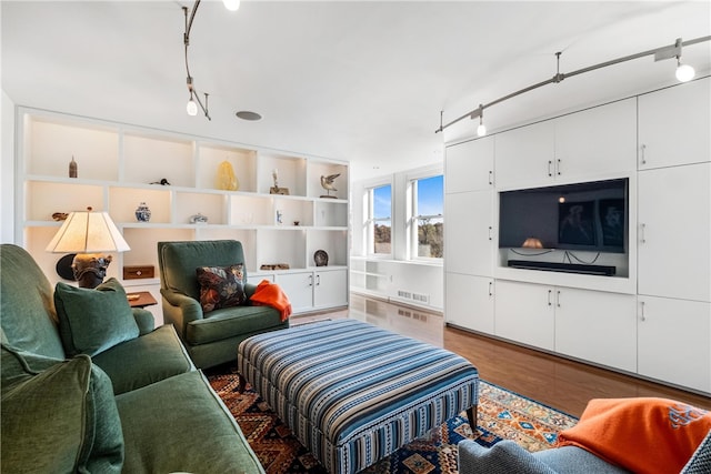 living room with wood-type flooring