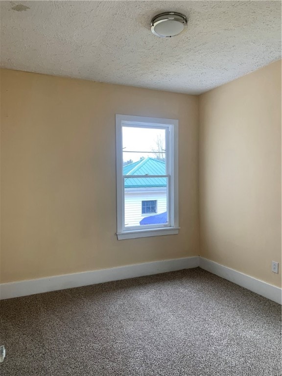 spare room with carpet and a textured ceiling