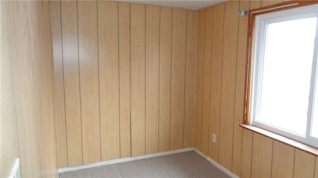 spare room with wood walls