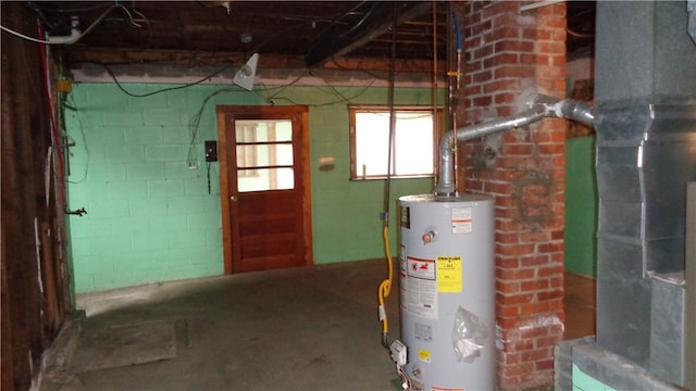 utility room with gas water heater