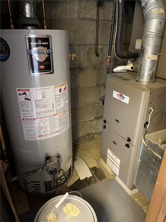 utility room with water heater