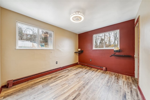 spare room with a healthy amount of sunlight and light hardwood / wood-style floors