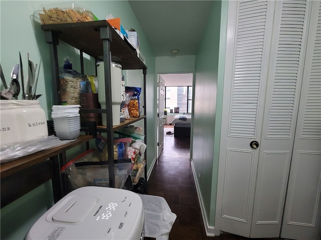 hall featuring dark hardwood / wood-style flooring