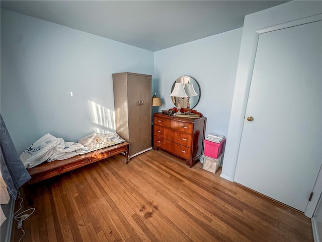 bedroom with light hardwood / wood-style floors