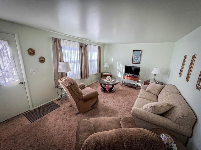 living room featuring carpet flooring