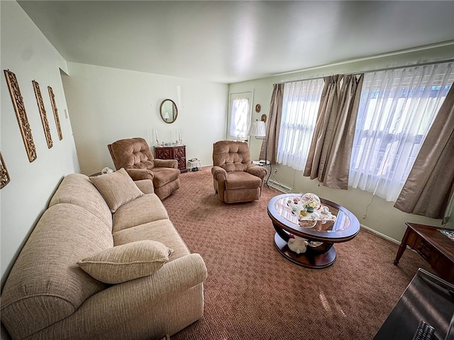 living room featuring carpet floors