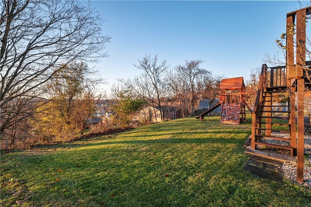 view of yard with a playground