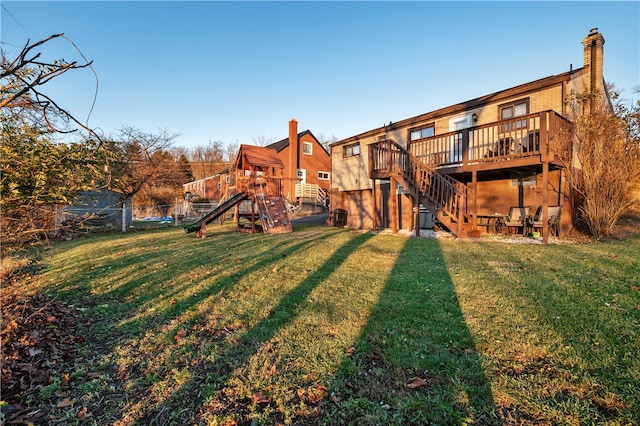 view of yard featuring a deck