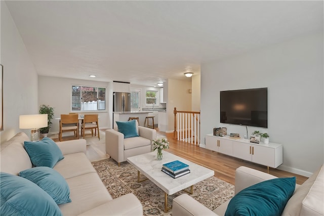 living room featuring light hardwood / wood-style floors