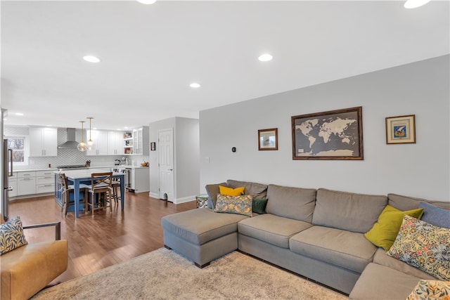 living room featuring wood-type flooring