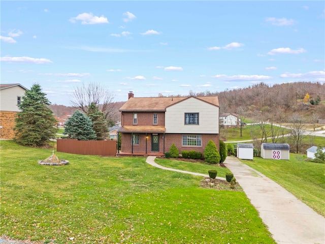 view of front of house with a front lawn