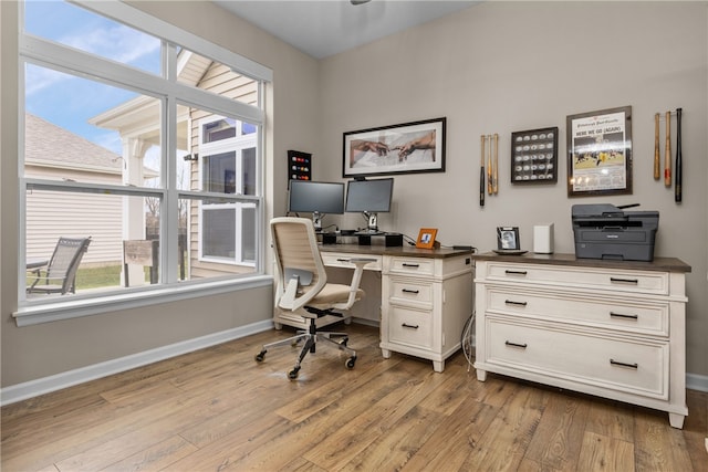 office featuring light wood-type flooring