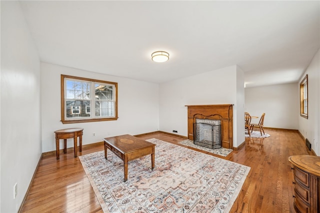 living room featuring light hardwood / wood-style flooring