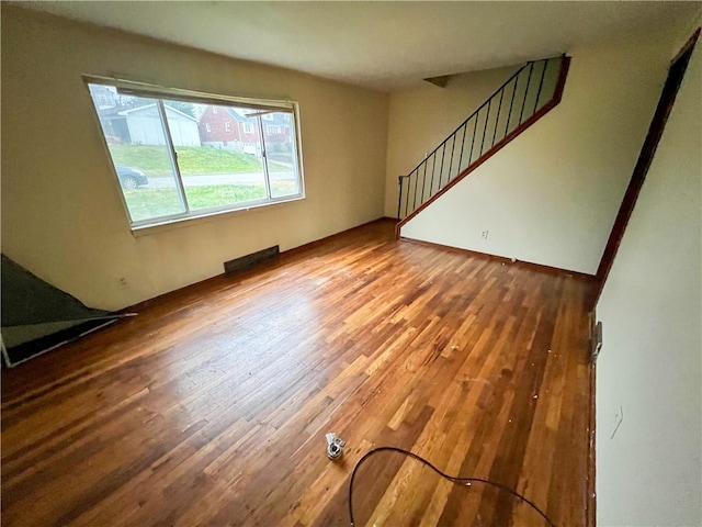 unfurnished living room featuring hardwood / wood-style floors