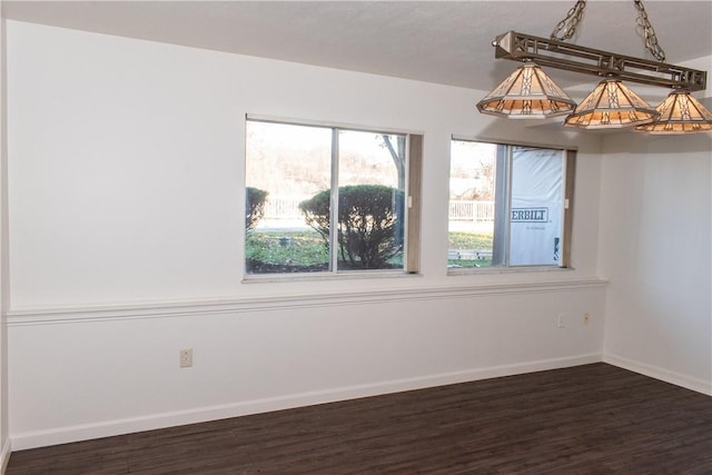 interior space with dark wood-type flooring