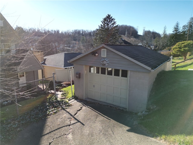 view of garage