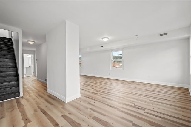 unfurnished living room featuring light hardwood / wood-style floors