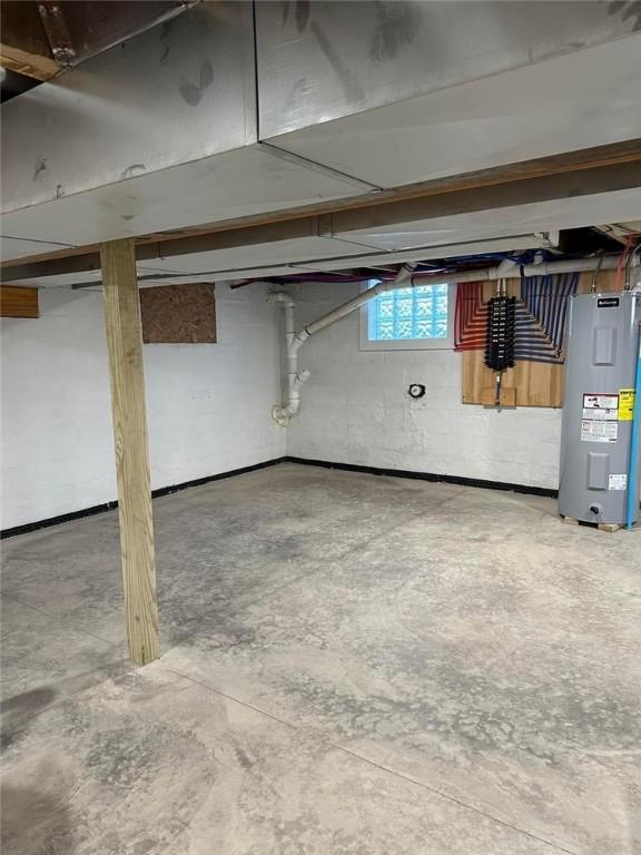 basement with electric water heater