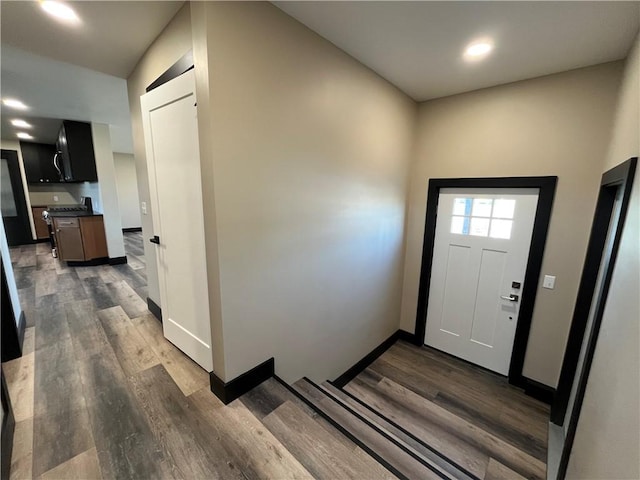 entryway featuring dark hardwood / wood-style floors