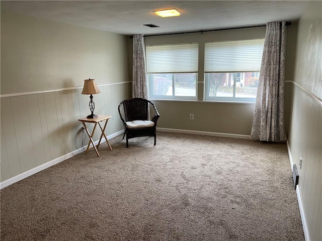 living area with carpet floors