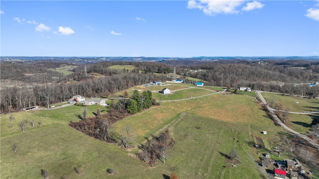 aerial view with a rural view