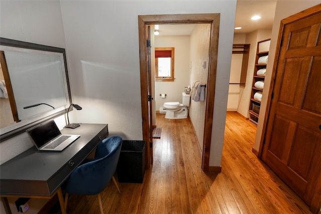 office space featuring light wood-type flooring