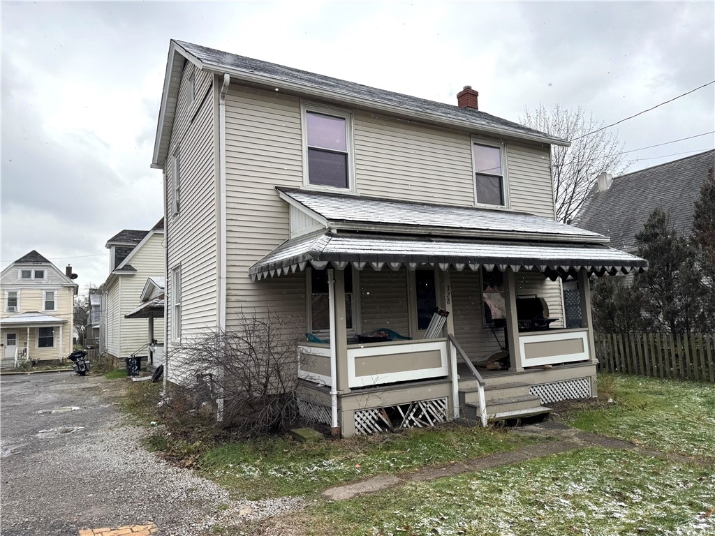 view of front of property with a porch