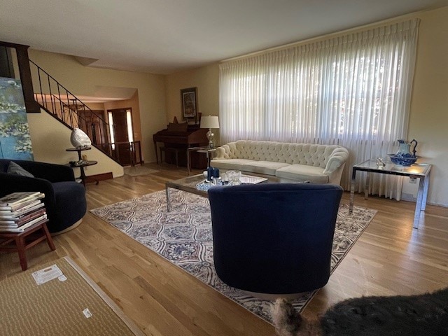 living room with wood-type flooring