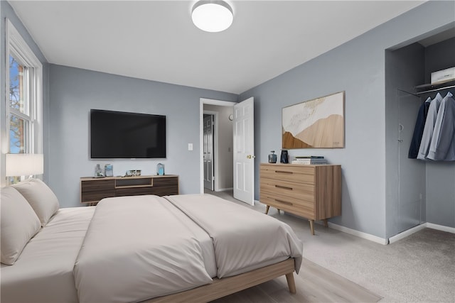 bedroom featuring carpet floors and a closet