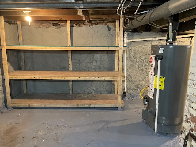 basement with water heater