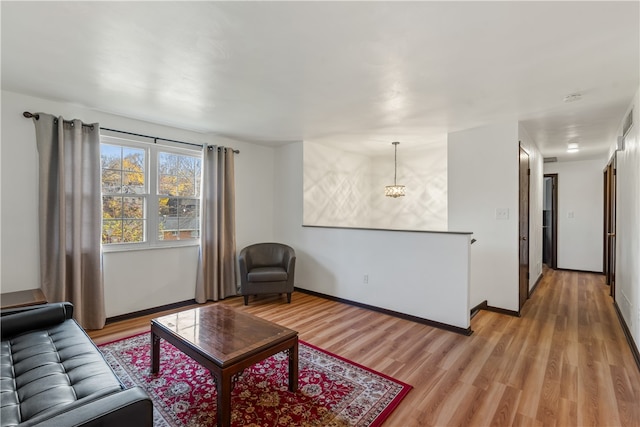 living room featuring light hardwood / wood-style flooring