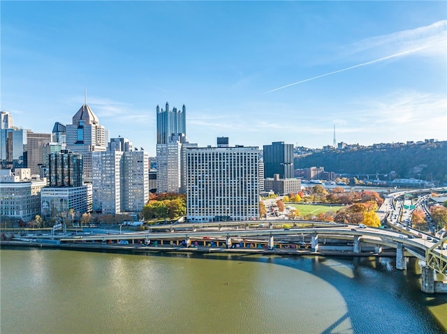 view of city featuring a water view