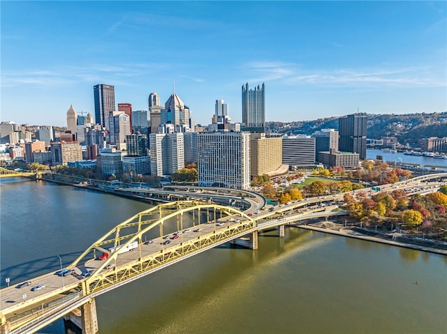 view of city featuring a water view