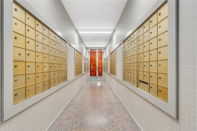 hall with mail boxes