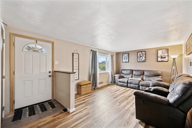 living room featuring light hardwood / wood-style floors