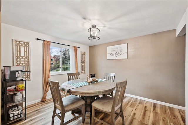 dining area with light hardwood / wood-style flooring