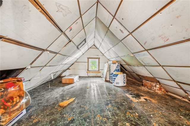 view of unfinished attic