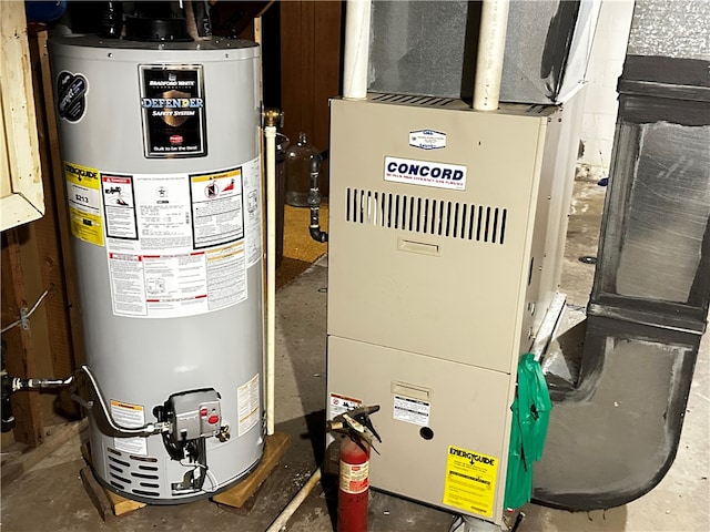 utilities featuring gas water heater and heating unit