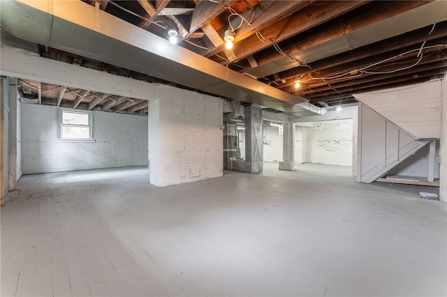 basement with heating unit